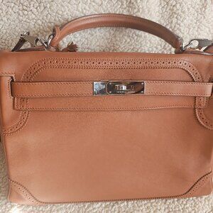 Hermes-paris brown leather hand bag